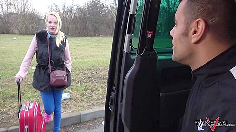 Traveling Blonde Make Deal With Stranger And Fuck His Big Cock In Driving Car 32 Min